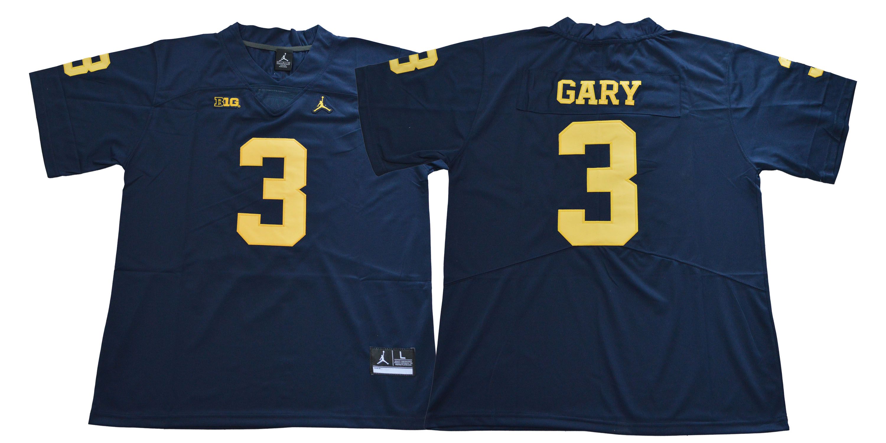 Men Michigan Wolverines #3 Gary Blue NCAA Jerseys